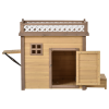 31.5' Wooden Dog House Puppy Shelter Kennel Outdoor & Indoor Dog crate, with Flower Stand, Plant Stand, With Wood Feeder