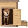 31.5' Wooden Dog House Puppy Shelter Kennel Outdoor & Indoor Dog crate, with Flower Stand, Plant Stand, With Wood Feeder