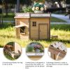 39.4' Wooden Dog House Puppy Shelter Kennel Outdoor & Indoor Dog crate, with Flower Stand, Plant Stand, With Wood Feeder