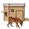 39.4' Wooden Dog House Puppy Shelter Kennel Outdoor & Indoor Dog crate, with Flower Stand, Plant Stand, With Wood Feeder