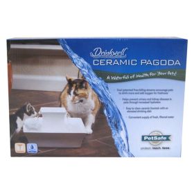 Drinkwell Pagoda Ceramic Pet Fountain White