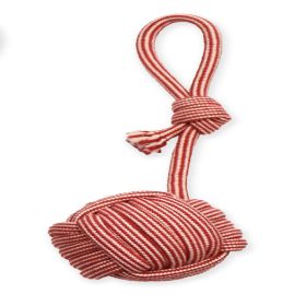 Mammoth Pet Products EXTRA Flossy Chew Monkey Fist Tug w/Loop Handle Dog Toy Red/White, 1ea/MD, 14 in