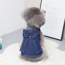 pet clothing denim suit (Color: CLG Bow Denim T-Shirt)