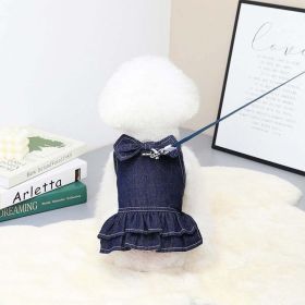 pet clothing denim suit (Color: CLG Bow Denim Skirt)