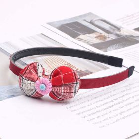 Girls Hairbands Children's Plaid Bow Headbands (Color: Red)