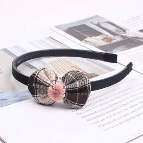 Girls Hairbands Children's Plaid Bow Headbands (Color: Black)