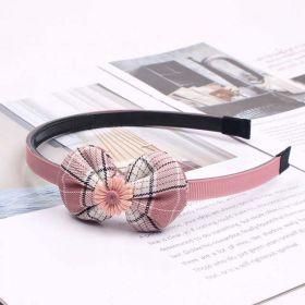 Girls Hairbands Children's Plaid Bow Headbands (Color: Pink)