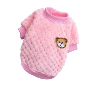 Bear Embroidery Winter Pet Dog Vest (Color: Pink)