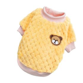 Bear Embroidery Winter Pet Dog Vest (Color: Yellow)