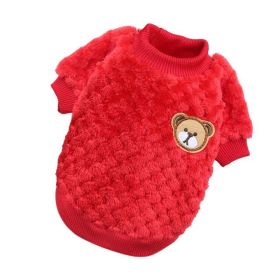 Bear Embroidery Winter Pet Dog Vest (Color: Red)