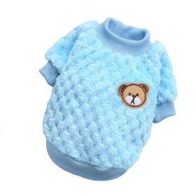 Bear Embroidery Winter Pet Dog Vest (Color: Blue)