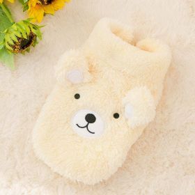 Warm Outfit Fleece Pet Clothes Sweater Cute Bear Print Coat Small Medium Winter Dog Cat Shirt Jacket Teddy Bulldog Chihuahua (Color: Yellow)