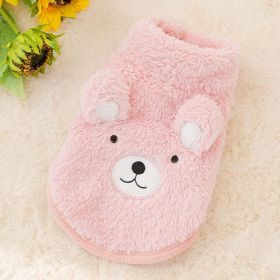 Warm Outfit Fleece Pet Clothes Sweater Cute Bear Print Coat Small Medium Winter Dog Cat Shirt Jacket Teddy Bulldog Chihuahua (Color: Pink)