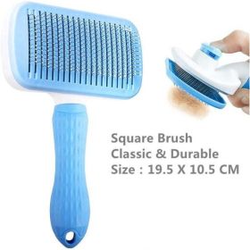 pet dog hair brush cat comb (Color: Blue Square)