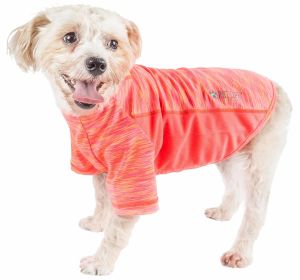 Pet Life Active 'Warf Speed' Heathered Ultra-Stretch Sporty Performance Dog T-Shirt (Color: Orange)