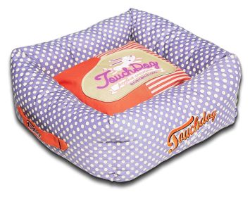 Touchdog Polka-Striped Polo Easy Wash Squared Fashion Dog Bed (size: Large)