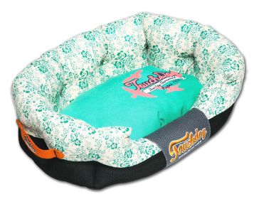 Touchdog Floral-Galore Ultra-Plush Rectangular Rounded Designer Dog Bed (size: Large)