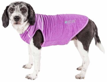 Pet Life Active 'Aero-Pawlse' Heathered Quick-Dry And 4-Way Stretch-Performance Dog Tank Top T-Shirt (Color: purple)