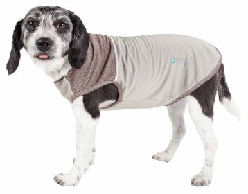 Pet Life Active 'Aero-Pawlse' Heathered Quick-Dry And 4-Way Stretch-Performance Dog Tank Top T-Shirt (Color: Brown)