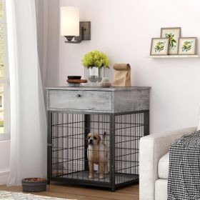 Furniture Dog Crates for small dogs Wooden Dog Kennel Dog Crate End Table, Nightstand (Color: Grey)